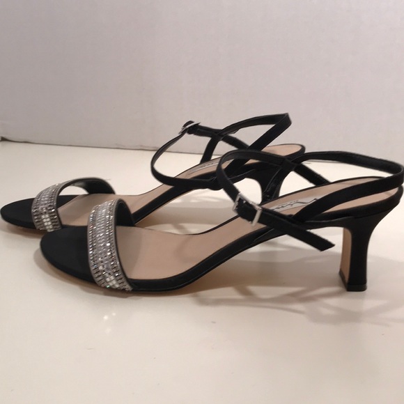 Nina Black Sandals With Rhinestone Front Size 9.5 - Picture 4 of 8